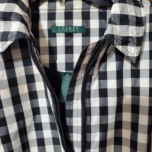 Ralph Lauren women's plaid black & white rain jacket size medium - Picture 2 of 9